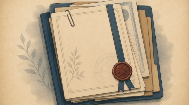 Illustration of documents required for a Canadian citizenship by descent application