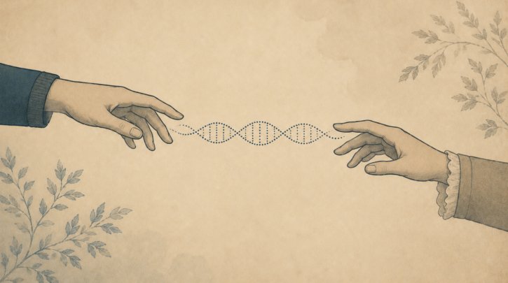 Illustration of connecting with French-Canadian relatives through DNA matching
