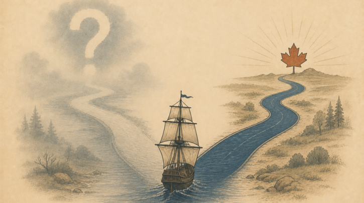 Illustration contrasting French citizenship myths with the real Canadian citizenship path