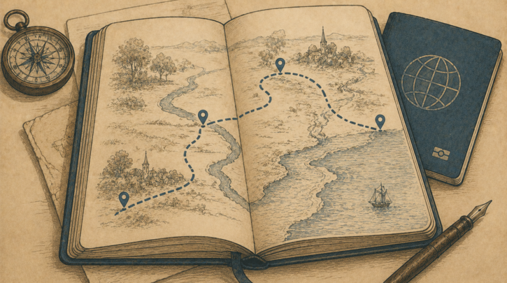 Illustration of planning a heritage trip route through Québec
