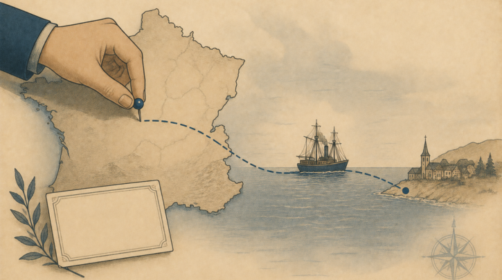 Illustration of researching a French-Canadian surname back to its French parish