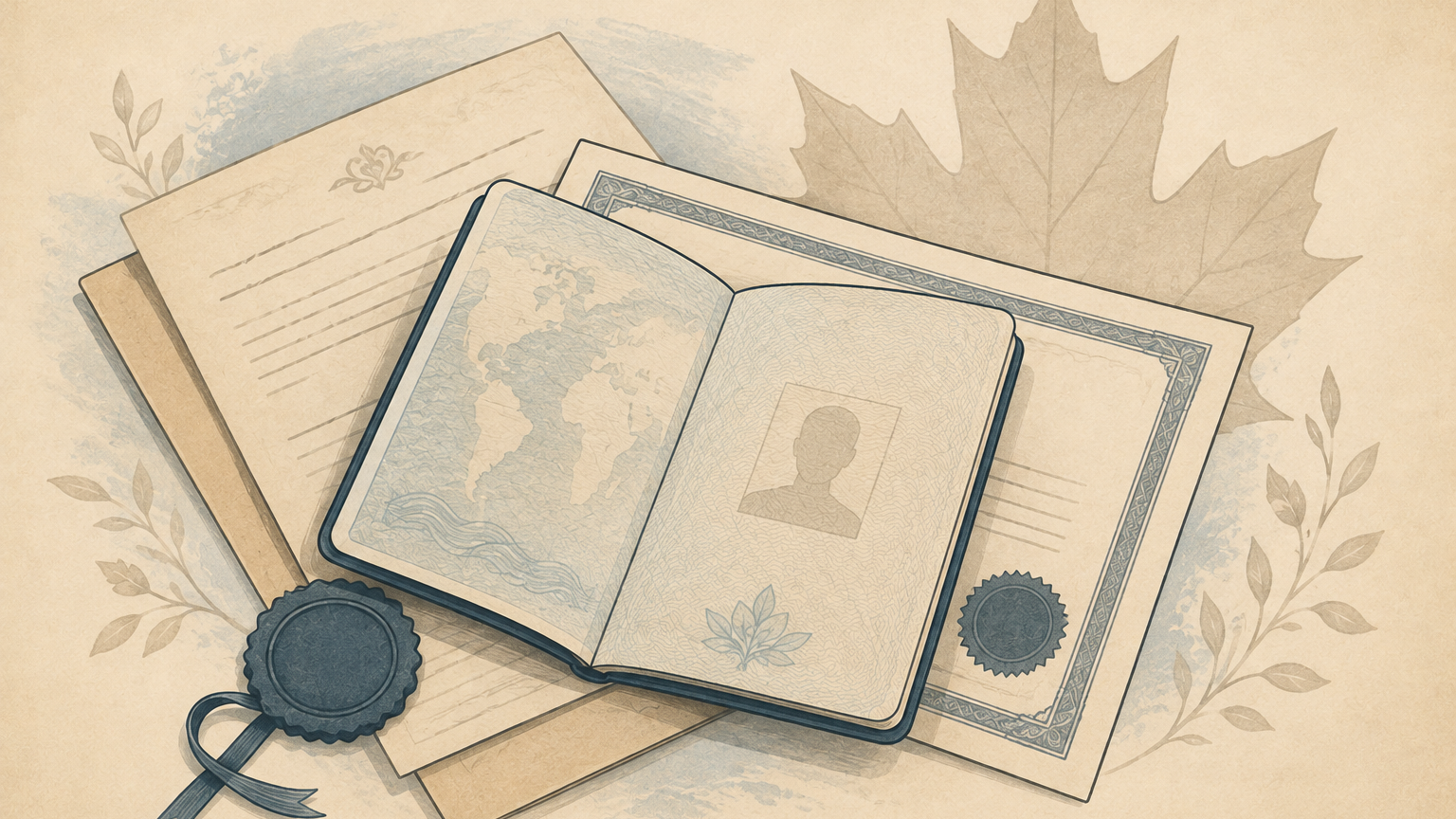Illustration of a passport representing Canadian citizenship by descent